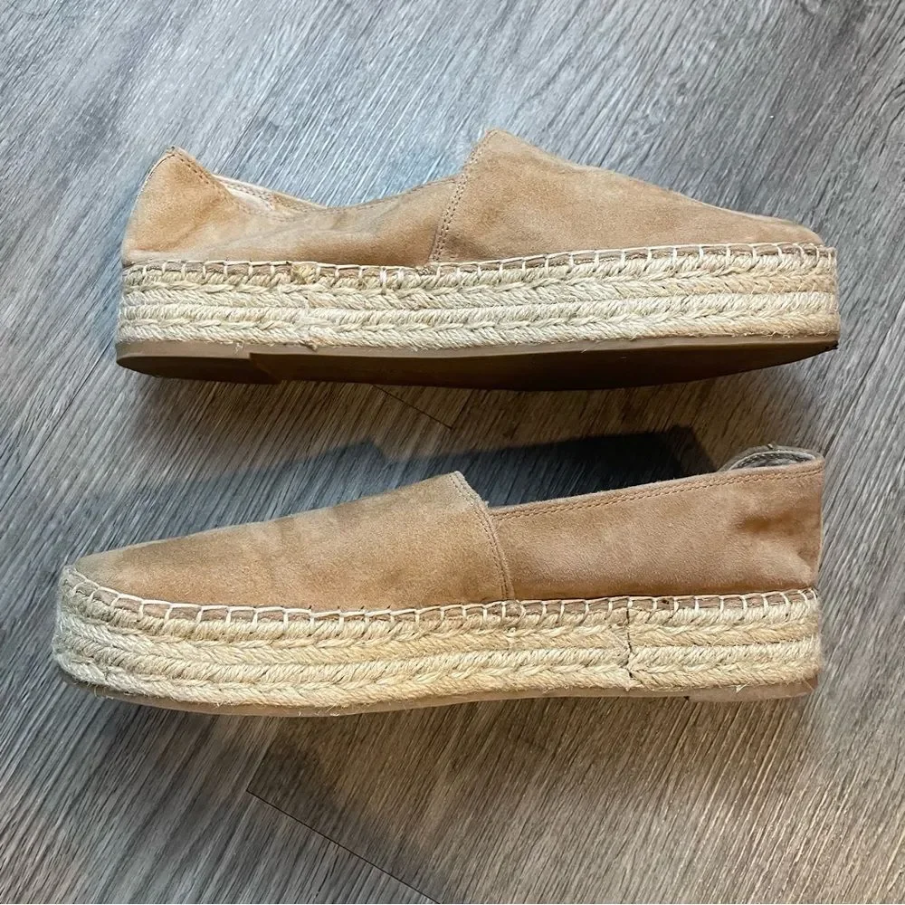 SAM EDELMAN Cherlene Tan Suede Platform Espadrille Slip Ons